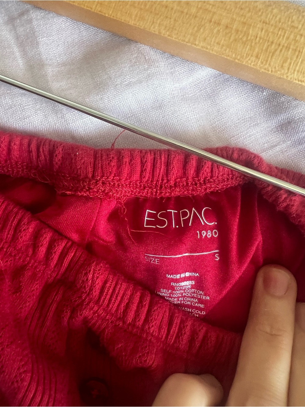 Red  Pointelle Ribbed Sleep Shorts - Picture 4 of 5